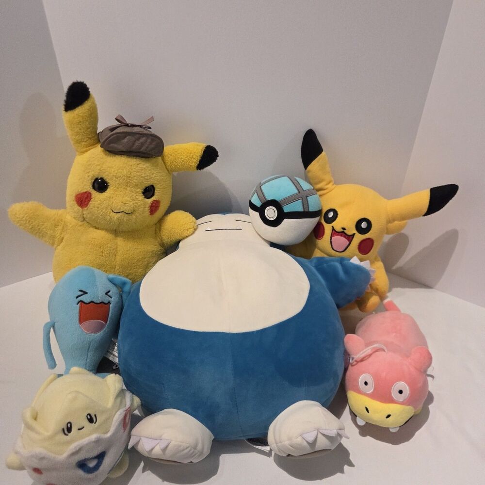 Pokemon Plush Bundle Lot Slowpoke Pikachu Netball Snorlax Togepi